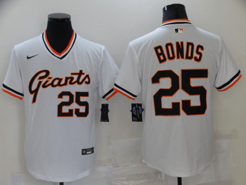Men San Francisco Giants #25 Bonds White Throwback Game 2021 MLB Jersey